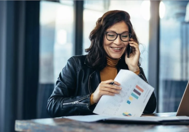 Woman looking at business documents